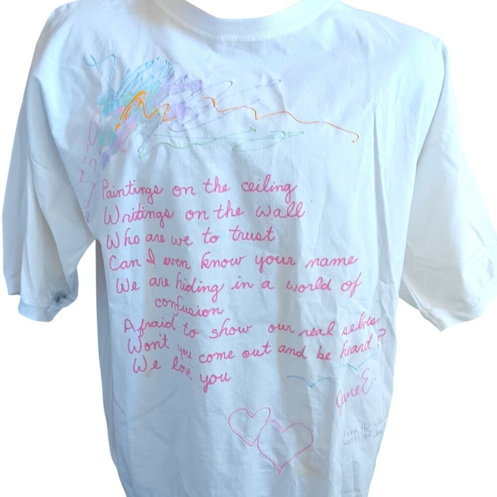 XL Vintage T-shirt Poem Handmade 1OF1 Painted Collected Works Of Jane E